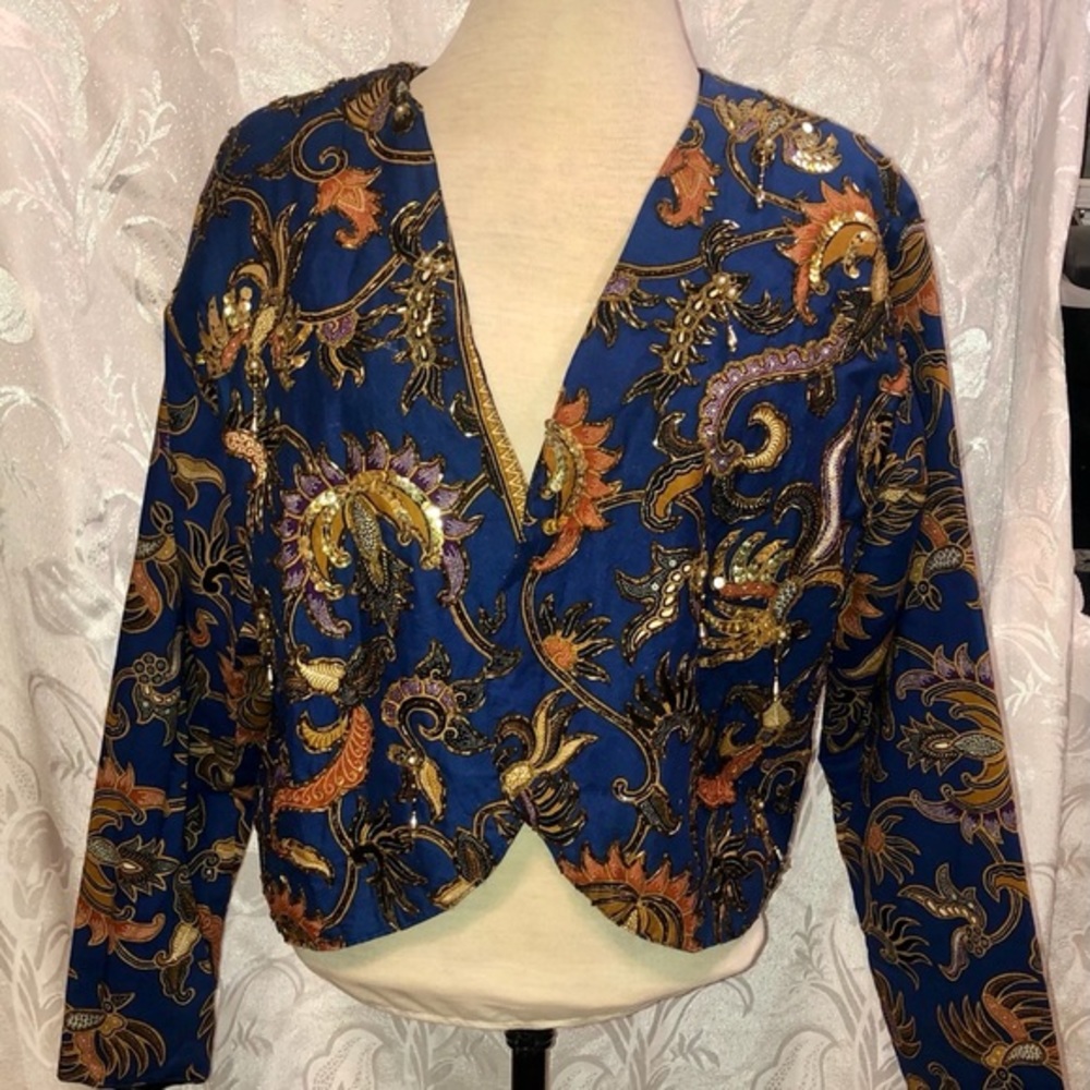 Bali Collection Embellished Blue/Gold Jacket